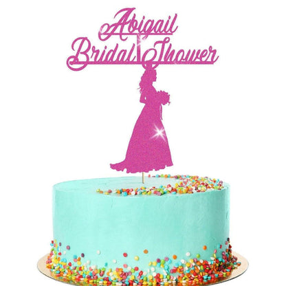 Glitter Cake Topper - Bridal Shower - Personalised Decor For Wedding Celebration