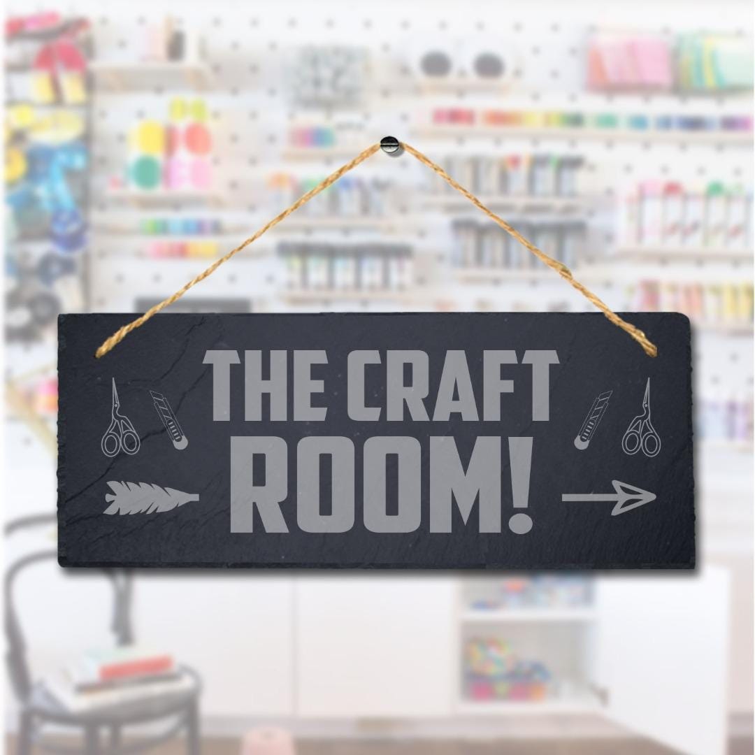 The Craft Room Laser Engraved Hanging Slate Home Decor Room Door Plaque Sign