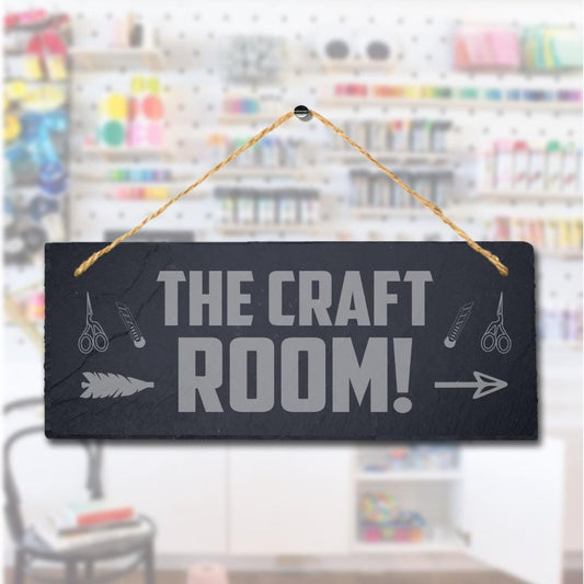 The Craft Room Laser Engraved Hanging Slate Home Decor Room Door Plaque Sign