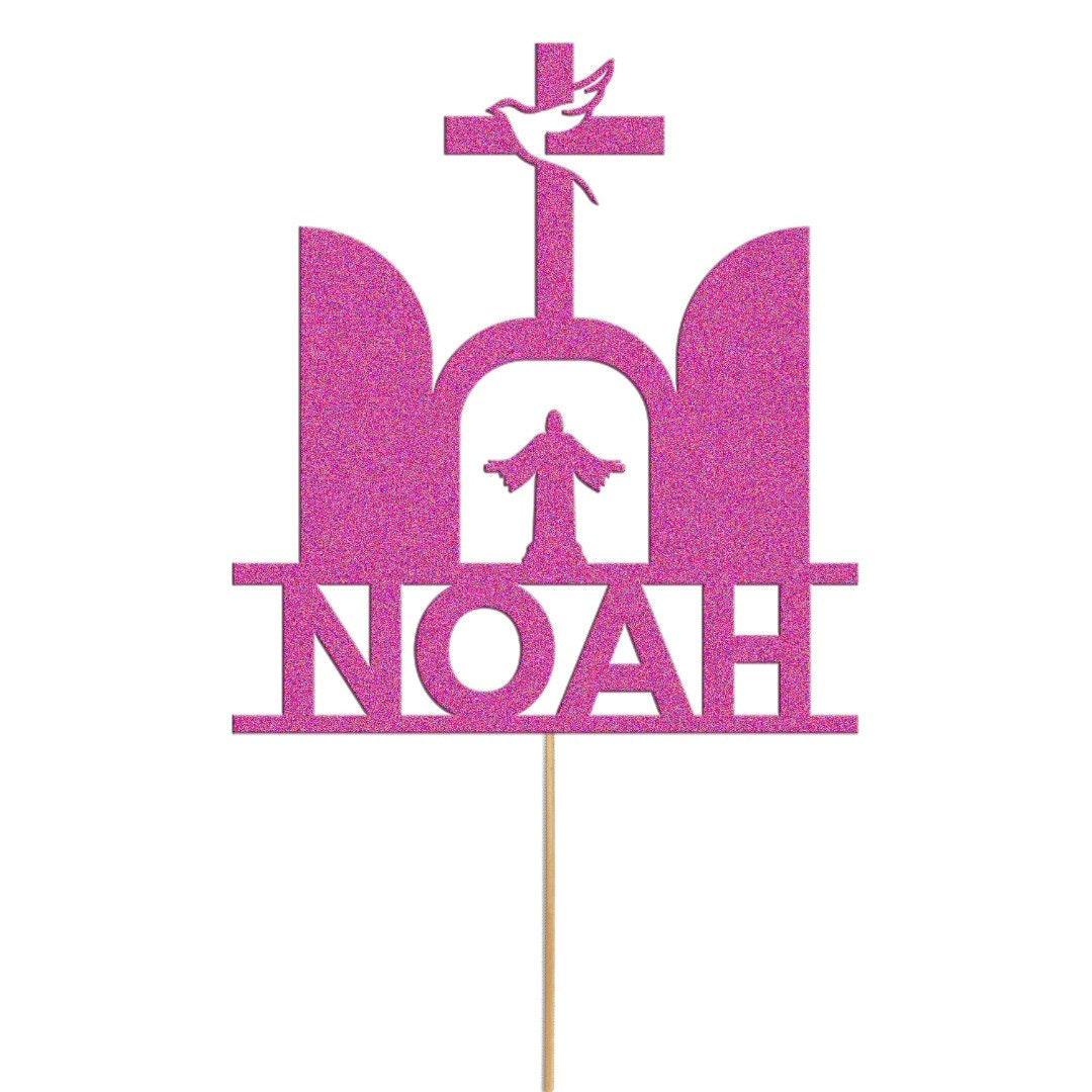 Personalised Glitter Confirmation Cake Topper: Dove & Cross Decoration