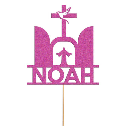 Personalised Glitter Confirmation Cake Topper: Dove & Cross Decoration