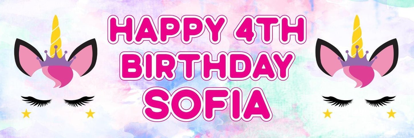 2x Personalised Sleeping Unicorn Birthday Banner: Magical Party Decorations