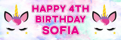 2x Personalised Sleeping Unicorn Birthday Banner: Magical Party Decorations