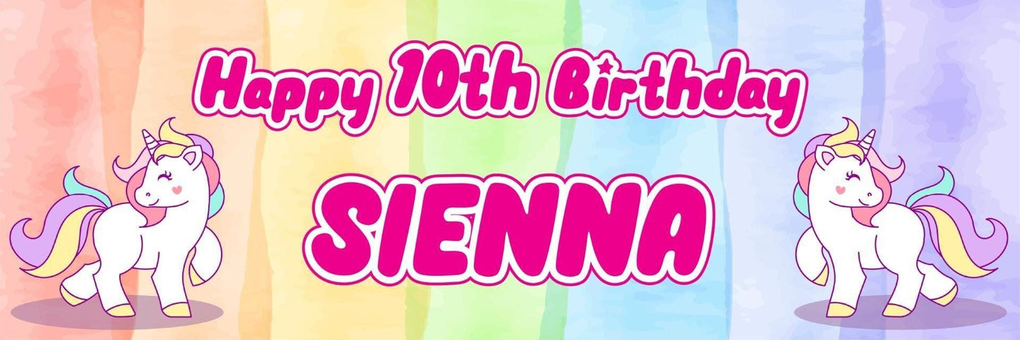 Personalised Unicorn Birthday Banners: Magical Fairytale Party Decoration (Pack of 2)
