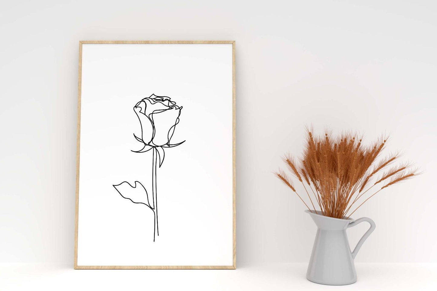 Rose One Line Sketch Bedroom Drawing Minimalist Wall Art Home Decor Print Poster