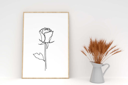 Rose One Line Sketch Bedroom Drawing Minimalist Wall Art Home Decor Print Poster
