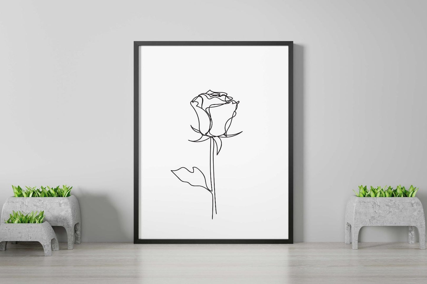 Rose One Line Sketch Bedroom Drawing Minimalist Wall Art Home Decor Print Poster