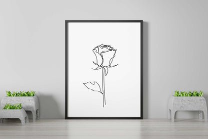 Rose One Line Sketch Bedroom Drawing Minimalist Wall Art Home Decor Print Poster