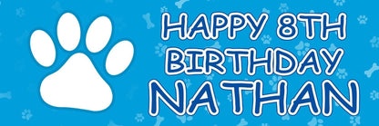 2 Personalised Paw Print Birthday Party Celebration Banners Decoration Posters