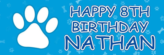 2 Personalised Paw Print Birthday Party Celebration Banners Decoration Posters