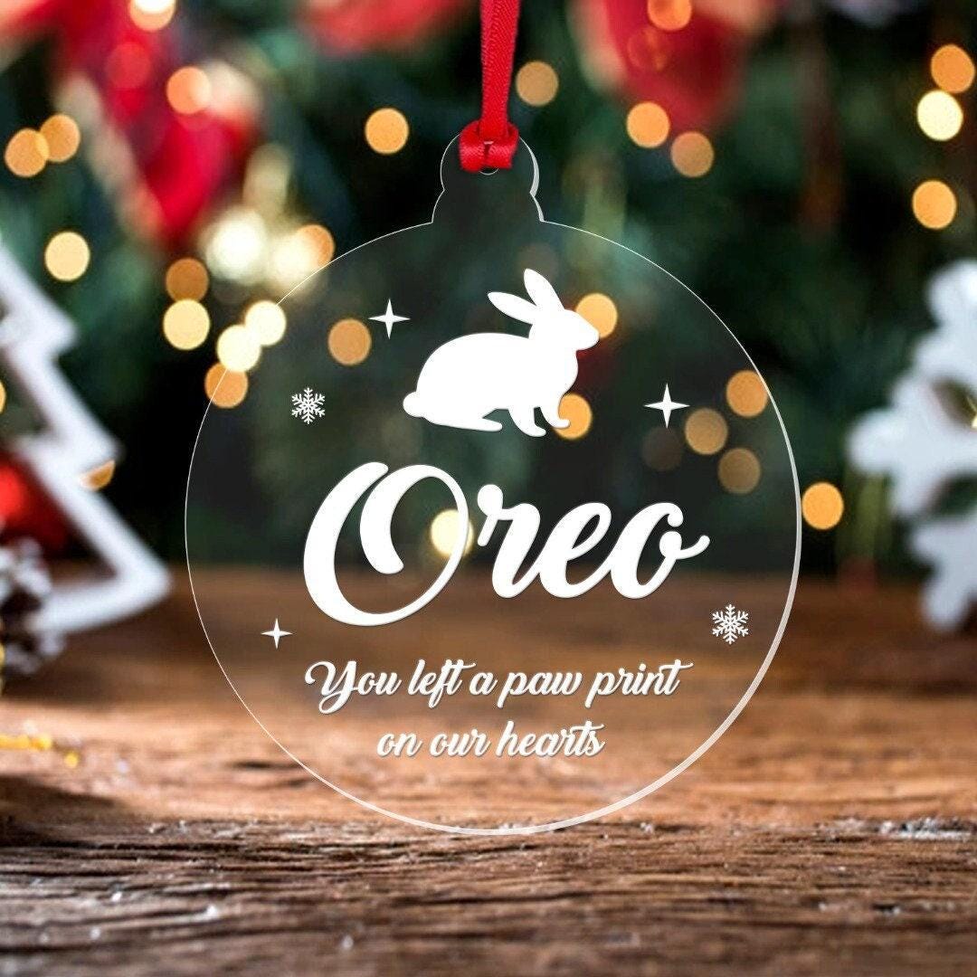 Personalised Rabbit Memory Christmas Bauble Pet Memorial Xmas Decoration Gift