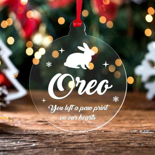Personalised Rabbit Memory Christmas Bauble Pet Memorial Xmas Decoration Gift