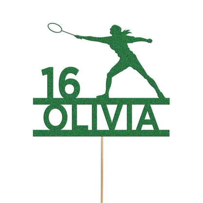 Personalised Glitter Tennis Cake Topper: Any Name & Age