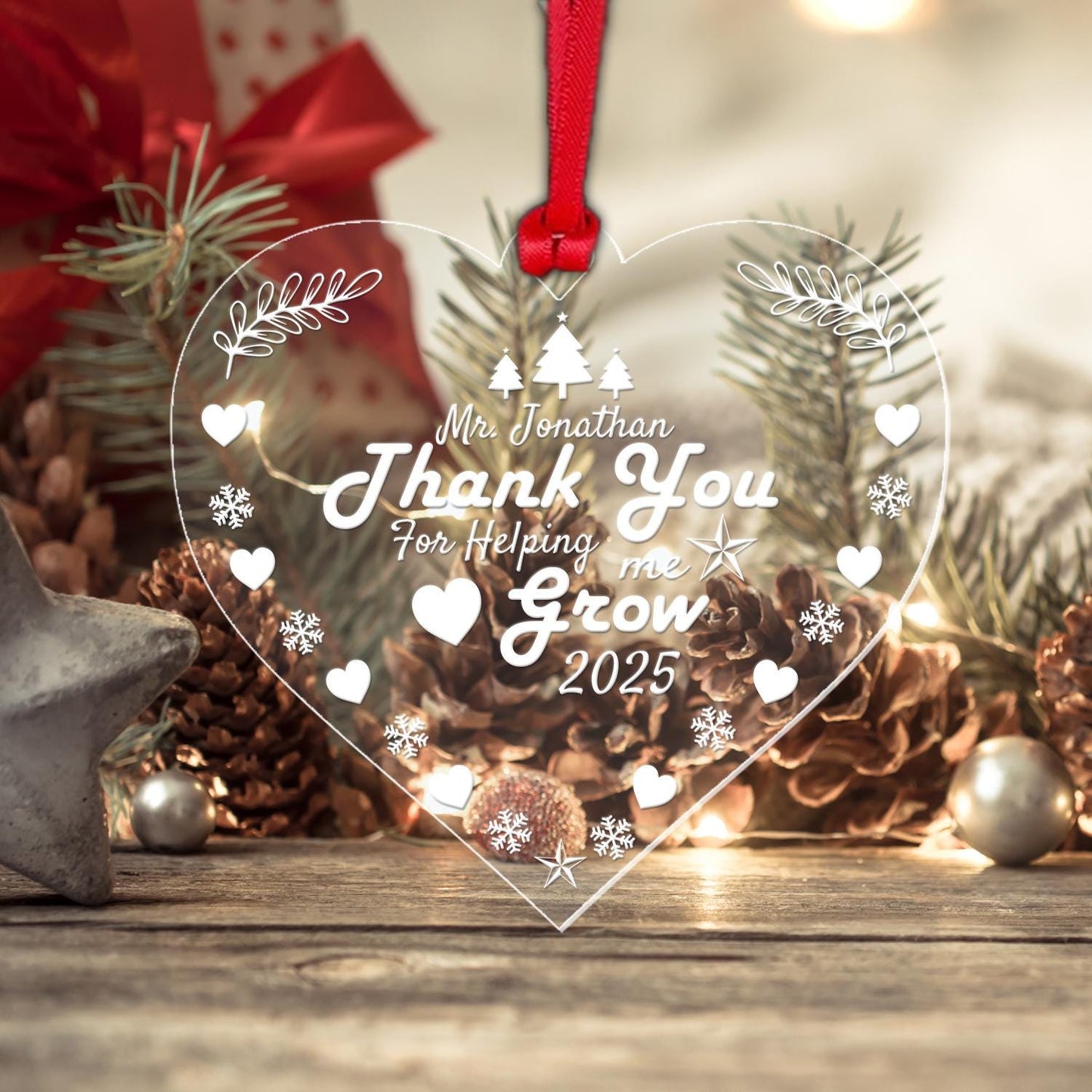 Personalided Christmas Bauble Thank You Teacher Bauble Gift Custom Year Treehanging Decor