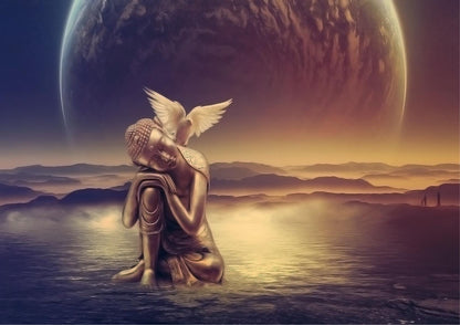 Buddha Angel Wings Poster: Peace of Mind, High Resolution Art