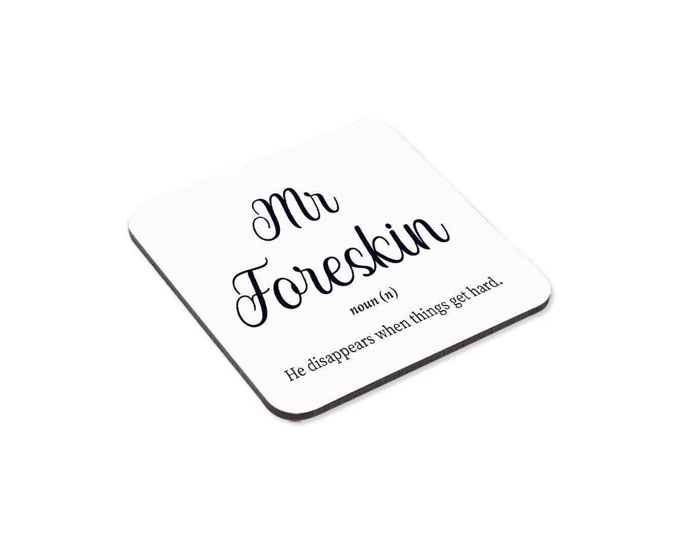 Funny 'Foreskin' Novelty Mug & Coaster Set - Office Gag Gift