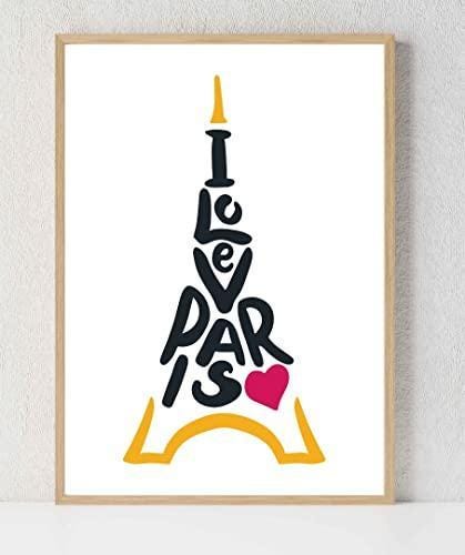 I Love Pairs Eiffel Tower Inspirational Love Positive Quote Poster Wall