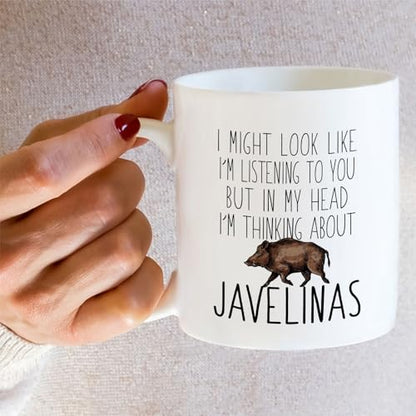 Funny Javelina Lover Thinking About Javelinas | Ceramic Coffee Mug | 11 OZ