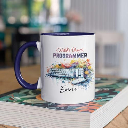 Floral Mouse And Keyboard Design | Customised Coffee Mug | 11 OZ