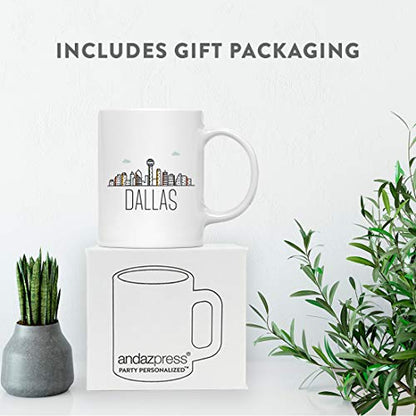 Gift Dallas Colorful City Skyline Graphic | Ceramic Coffee Mug | 11 OZ
