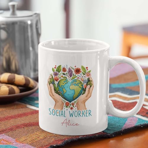 Personalized Choose Name Social Worker | Customised Coffee Mug | 11 OZ