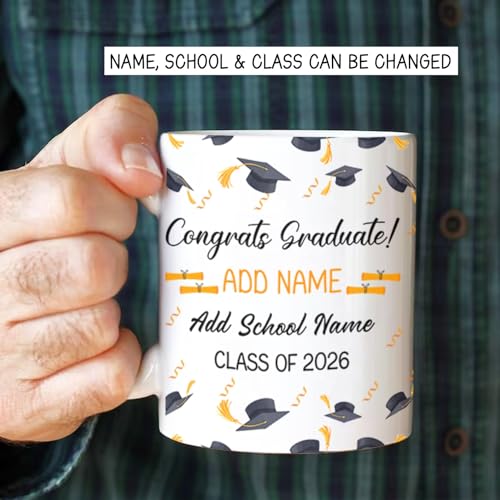 Personalized Congrats Graduate Custom Happy | Customised Coffee Mug | 11 OZ