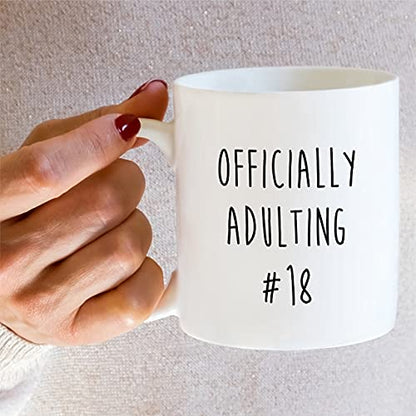Funny Officially Adulting 18th Years Old | Ceramic Coffee Mug | 11 OZ