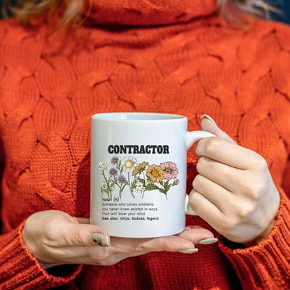 Floral Contractor Gift for Women Coworker | Ceramic Coffee Mug | 11 OZ
