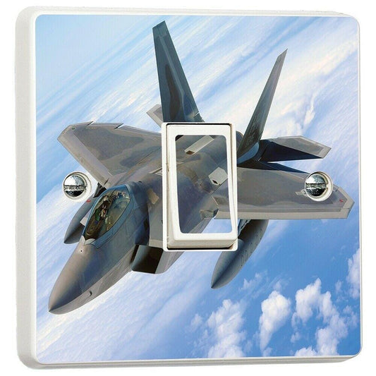 F-22 Raptor Fighter Jet Light Switch Sticker Cover Vinyl Skin Wall Decal Decor