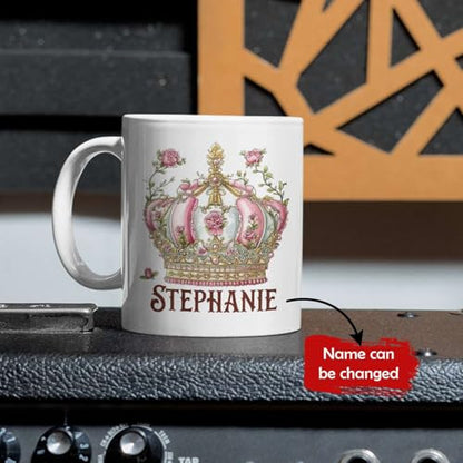 Personalized Floral Crown Gift For | Customised Coffee Mug | 11 OZ