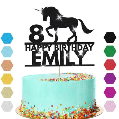 Personalised Unicorn Cake Topper Party Birthday Cake Decoration Any Name & Age