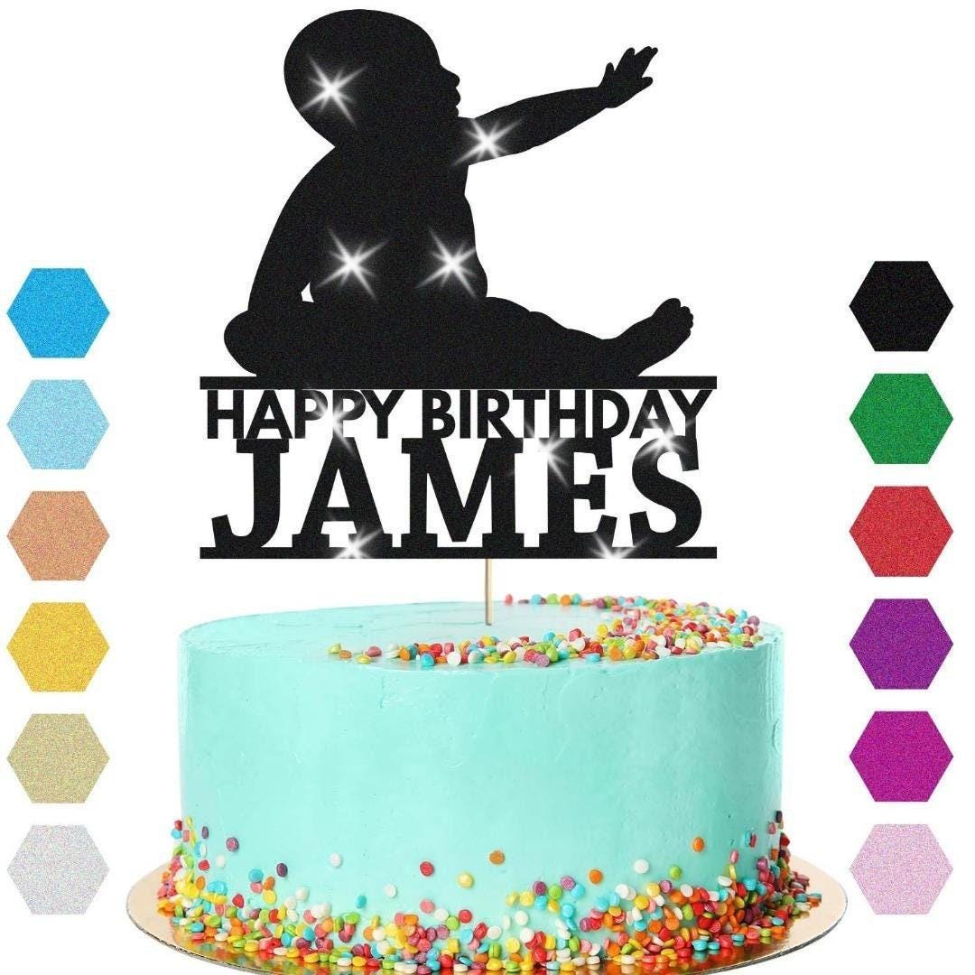 Newborn Baby Cake Topper Personalised Boy Girl Birthday Cake Decoration Any Name & Age