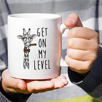 Funny Giraffe Gift Lover Get On My Level | Ceramic Coffee Mug | 11 OZ