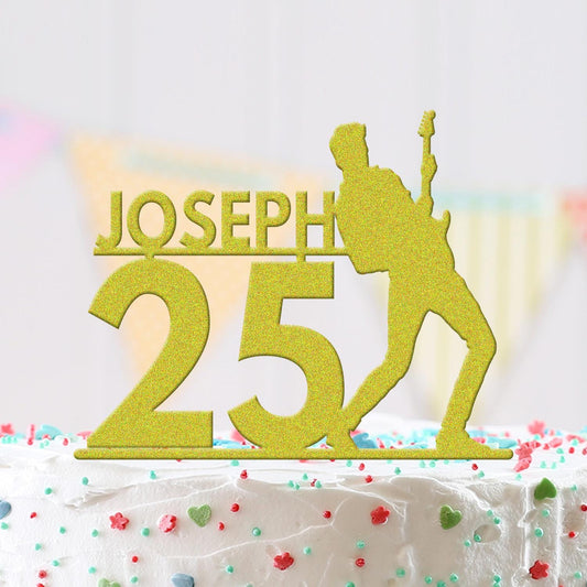 Personalised Guitar Birthday Cake Topper Guitarist Musician Acrylic Decoration