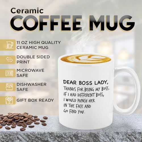 Veracco Dear Boss Lady Thanks For Being My | Ceramic Coffee Mug | 11 OZ