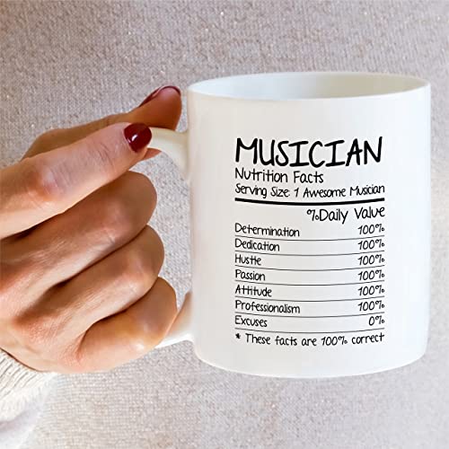 Funny Musician Nutrition Facts Music Life | Ceramic Coffee Mug | 11 OZ