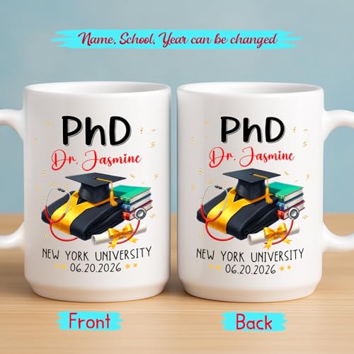 Personalized Congrats PhD Doctorate | Customised Coffee Mug | 11 OZ