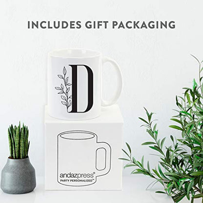 Gift Elegant Design Monogram Initial Letter D | Ceramic Coffee Mug | 11 OZ