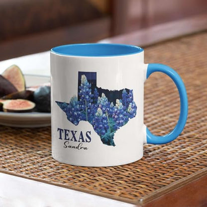 Personalized Texas Custom Name Bluebonnet | Customised Coffee Mug | 11 OZ