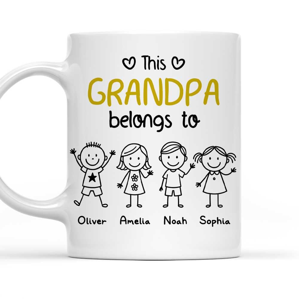 This Grandpa Belongs To Custom Cute Kids and Names | Ceramic Coffee Mug | Father's Day Gift | Stylish Printed Design | Tea & Coffee Cup | 11oz