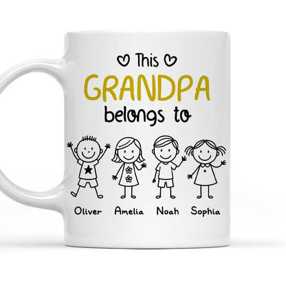 This Grandpa Belongs To Custom Cute Kids and Names | Ceramic Coffee Mug | Father's Day Gift | Stylish Printed Design | Tea & Coffee Cup | 11oz