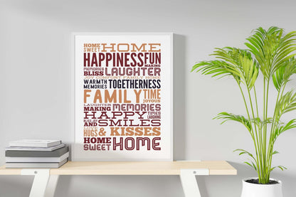 Home Sweet Home Happiness Inspirational Positive Thoughts Quote Poster Wall