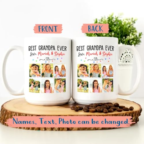 Best Grandpa Ever Personalized Add Photos | Customised Coffee Mug | 11 OZ