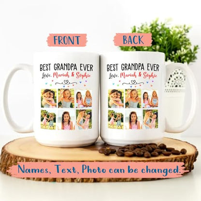 Best Grandpa Ever Personalized Add Photos | Customised Coffee Mug | 11 OZ