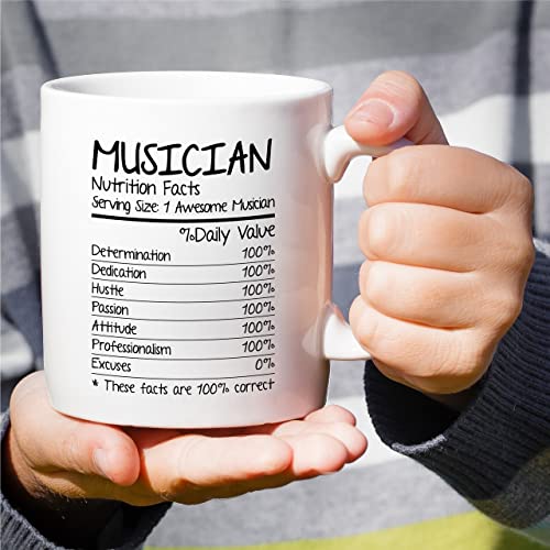Funny Musician Nutrition Facts Music Life | Ceramic Coffee Mug | 11 OZ