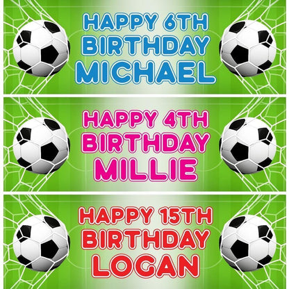 2 Personalised Football Birthday Banners: Sports Party Decoration