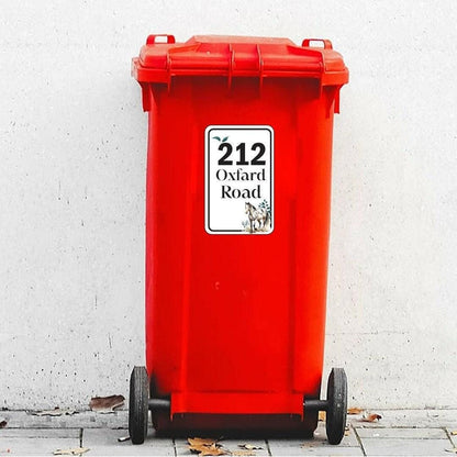 Personalised Horse Wheelie Bin Sticker: Custom Street Name & Number