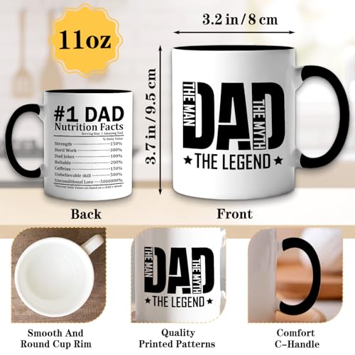 Funny for Dad | Ceramic Coffee Mug | Father's Day Gift | Stylish Printed Design | Tea & Coffee Cup | 11oz | Black Two-Tone Design