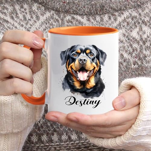 Custom Name Rottweiler Accent Personalized | Customised Coffee Mug | 11 OZ
