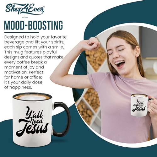 shop4ever Y all Need Jesus Handle Funny | Ceramic Coffee Mug | 11 OZ